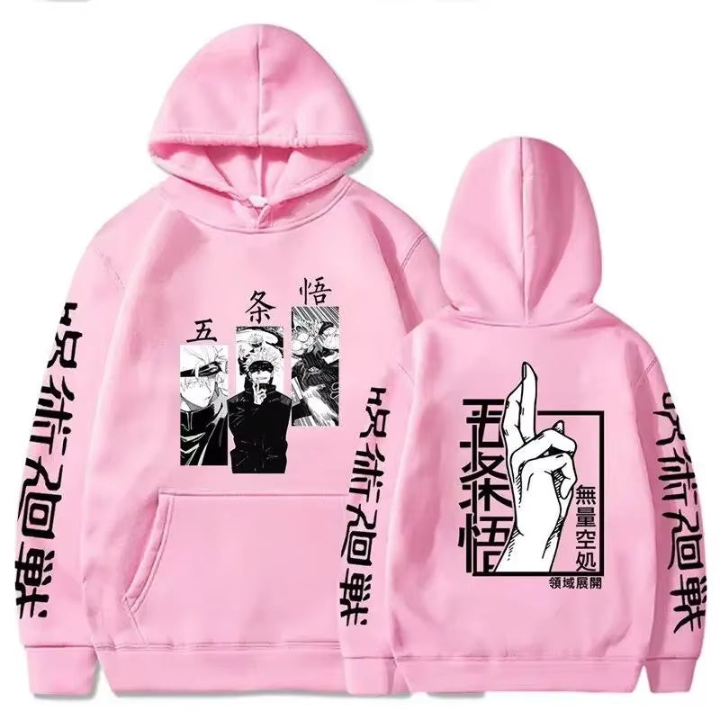 Jujutsu Kaisen Anime Hoodie Gojo Satoru Print Hooded Pullover Harajuk Men’S Streetwear Fashion Casual Fleece Winter Sweatshirt