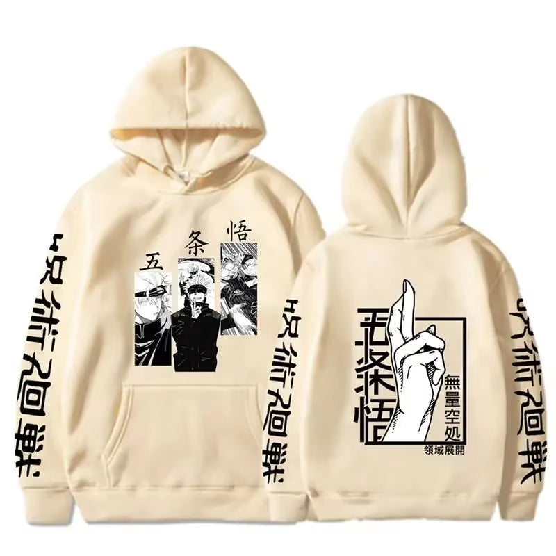 Jujutsu Kaisen Anime Hoodie Gojo Satoru Print Hooded Pullover Harajuk Men’S Streetwear Fashion Casual Fleece Winter Sweatshirt