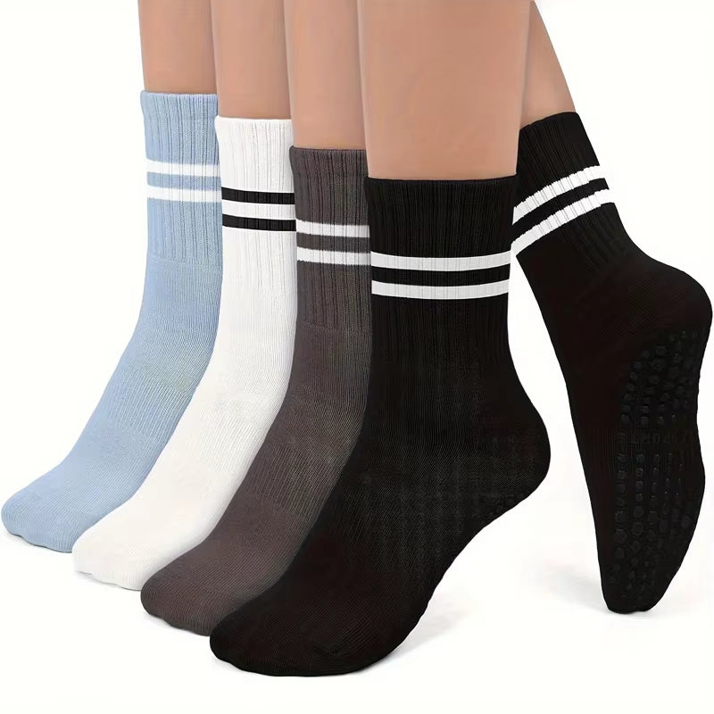 Mid-Tube Women Yoga Socks Cotton Professional Non-Slip Silicone Indoor Fitness Socks Floor Socks Dance Pilates Sports Socks
