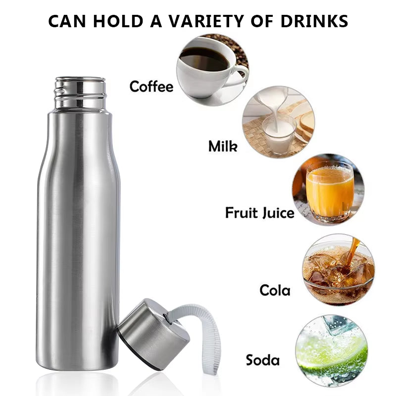 500Ml/1000Ml Sport Water Bottle Single-Layer Rugged Cup Travel Camping Sports Drink Bottles Drinkware Stainless Steel