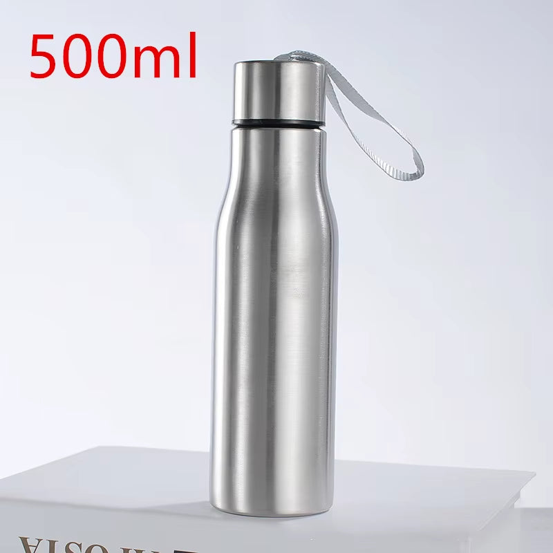 500Ml/1000Ml Sport Water Bottle Single-Layer Rugged Cup Travel Camping Sports Drink Bottles Drinkware Stainless Steel