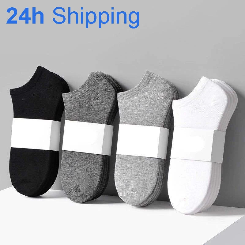 Wholesale 10 Pair Unisex Women and Men Socks Breathable Sports Socks Solid Color Boat Socks Comfortable Cotton Ankle Socks White