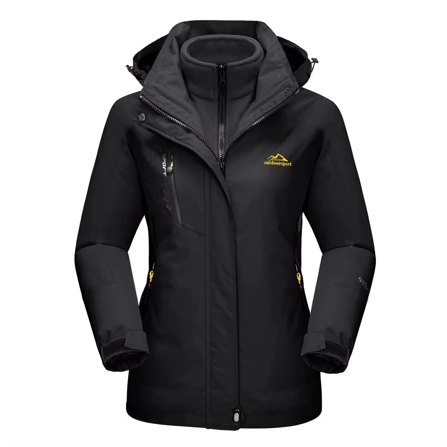 3 in 1 Fleece Lining Jackets Women'S Winter Ski Snowboard Jackets Hooded Coats Windproof Water Resistance Hiking Parka