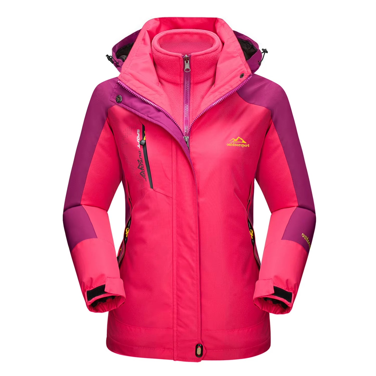3 in 1 Fleece Lining Jackets Women'S Winter Ski Snowboard Jackets Hooded Coats Windproof Water Resistance Hiking Parka
