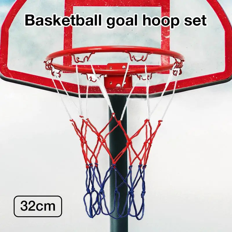32Cm Wall Mounted Basketball Hoop Netting Metal Rim Hanging Basket Basket-Ball Wall Rim W/ Screws Indoor Outdoor Sport
