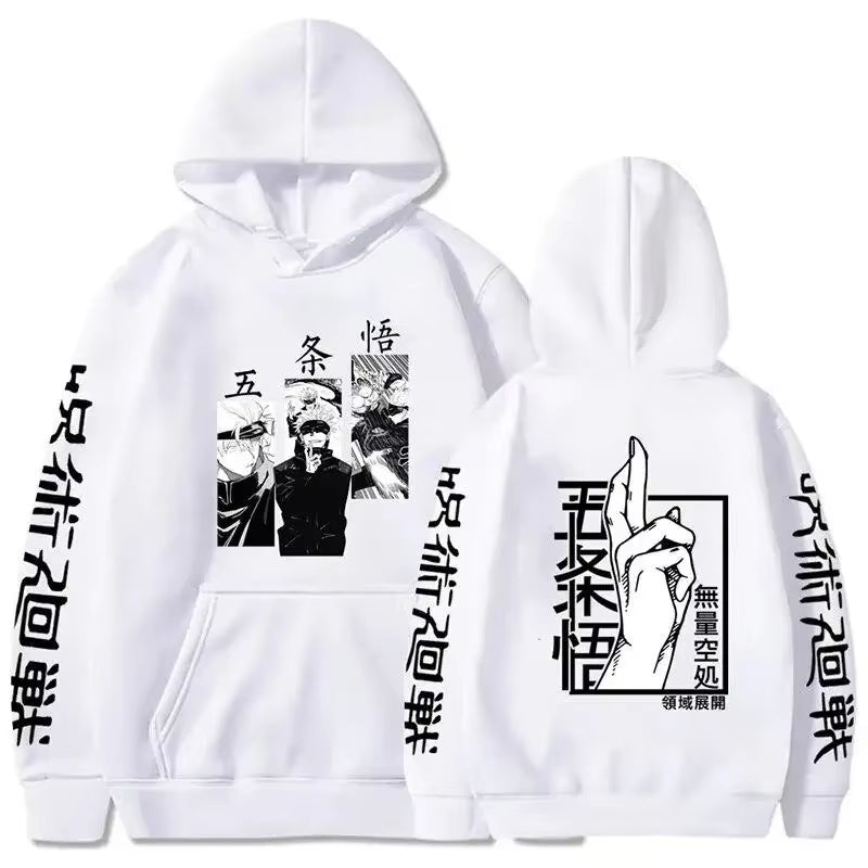 Jujutsu Kaisen Anime Hoodie Gojo Satoru Print Hooded Pullover Harajuk Men’S Streetwear Fashion Casual Fleece Winter Sweatshirt