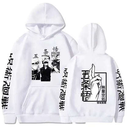 Jujutsu Kaisen Anime Hoodie Gojo Satoru Print Hooded Pullover Harajuk Men’S Streetwear Fashion Casual Fleece Winter Sweatshirt