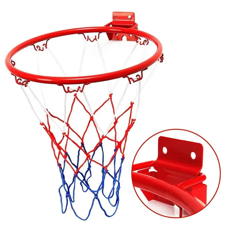 32Cm Wall Mounted Basketball Hoop Netting Metal Rim Hanging Basket Basket-Ball Wall Rim W/ Screws Indoor Outdoor Sport