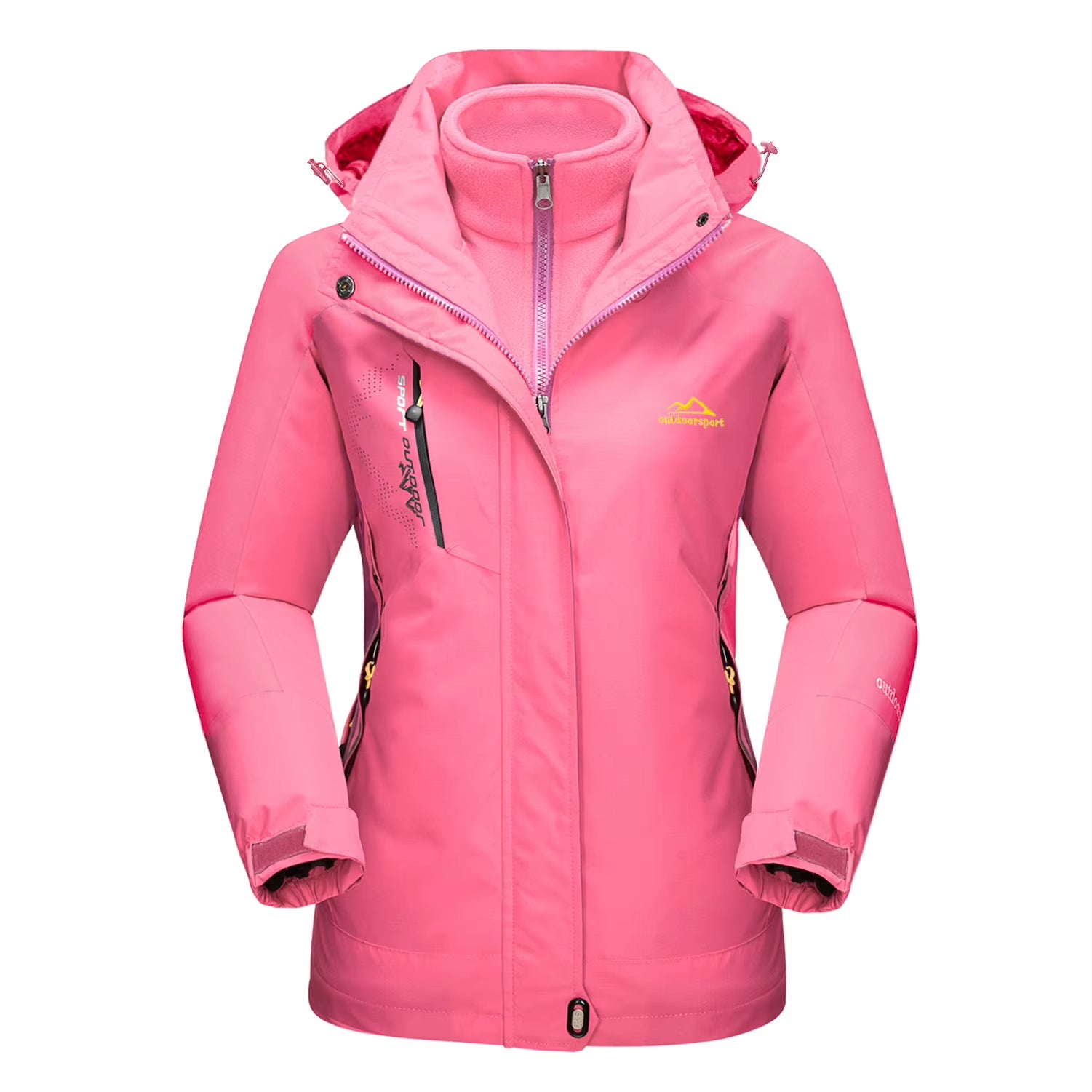 3 in 1 Fleece Lining Jackets Women'S Winter Ski Snowboard Jackets Hooded Coats Windproof Water Resistance Hiking Parka