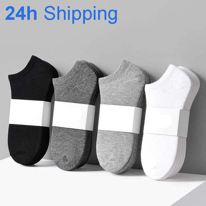 Wholesale 10 Pair Unisex Women and Men Socks Breathable Sports Socks Solid Color Boat Socks Comfortable Cotton Ankle Socks White
