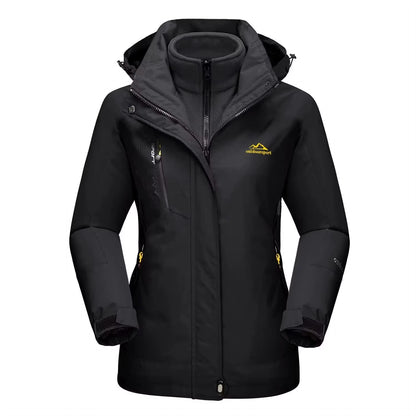 3 in 1 Fleece Lining Jackets Women'S Winter Ski Snowboard Jackets Hooded Coats Windproof Water Resistance Hiking Parka