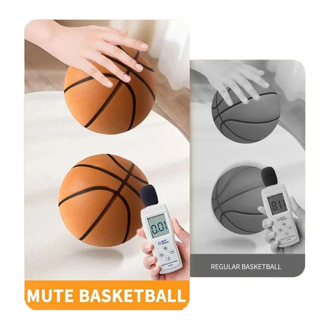 Dia 24Cm Silent Basketball Indoor Dribble Practice 29.5In Mute Bouncing Basketball Bounce Quiet Soft Airless Foam Ball Xmas Gift