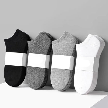 Wholesale 10 Pair Unisex Women and Men Socks Breathable Sports Socks Solid Color Boat Socks Comfortable Cotton Ankle Socks White