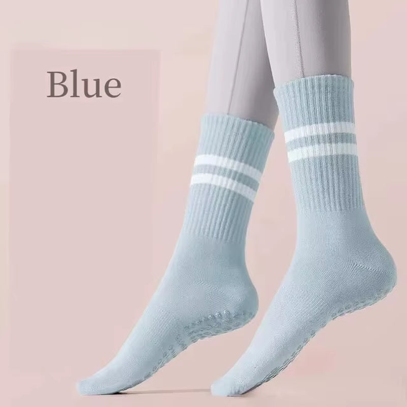 Mid-Tube Women Yoga Socks Cotton Professional Non-Slip Silicone Indoor Fitness Socks Floor Socks Dance Pilates Sports Socks