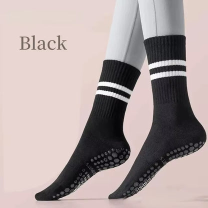 Mid-Tube Women Yoga Socks Cotton Professional Non-Slip Silicone Indoor Fitness Socks Floor Socks Dance Pilates Sports Socks