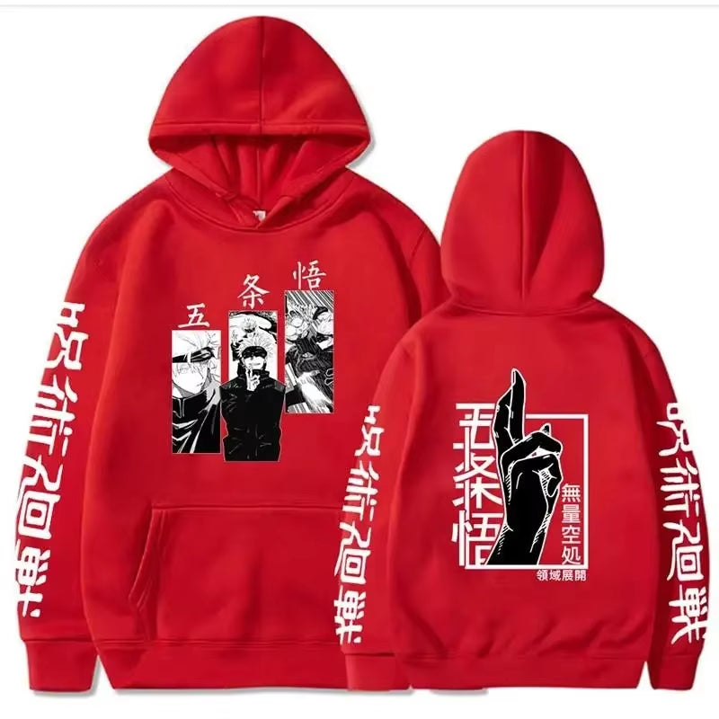 Jujutsu Kaisen Anime Hoodie Gojo Satoru Print Hooded Pullover Harajuk Men’S Streetwear Fashion Casual Fleece Winter Sweatshirt