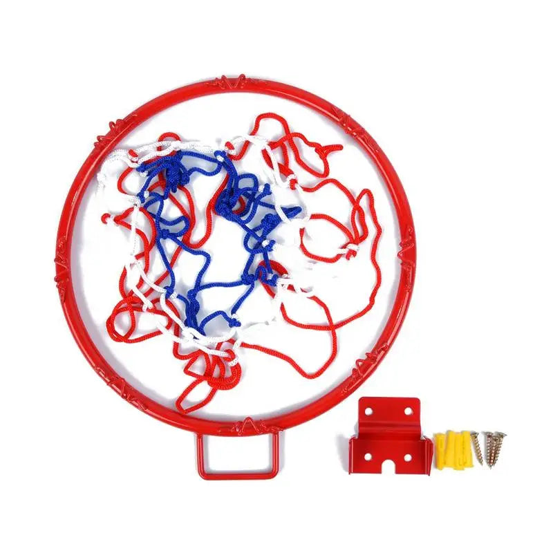 32Cm Wall Mounted Basketball Hoop Netting Metal Rim Hanging Basket Basket-Ball Wall Rim W/ Screws Indoor Outdoor Sport