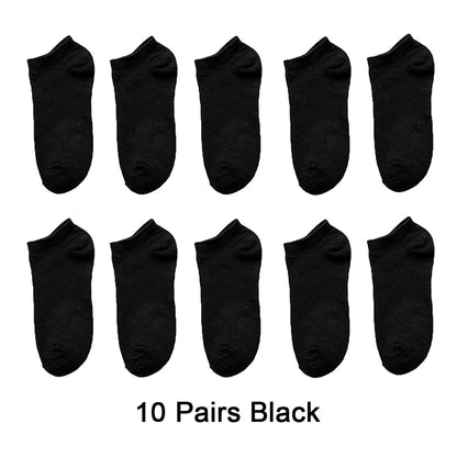 Wholesale 10 Pair Unisex Women and Men Socks Breathable Sports Socks Solid Color Boat Socks Comfortable Cotton Ankle Socks White
