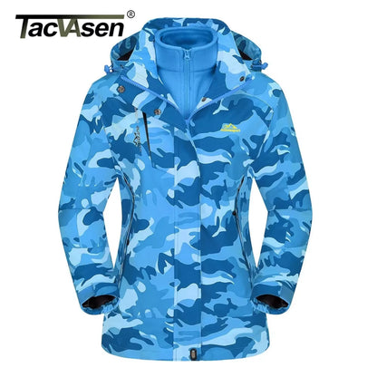 3 in 1 Fleece Lining Jackets Women'S Winter Ski Snowboard Jackets Hooded Coats Windproof Water Resistance Hiking Parka