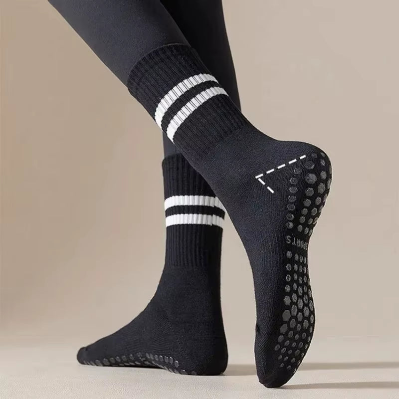 Mid-Tube Women Yoga Socks Cotton Professional Non-Slip Silicone Indoor Fitness Socks Floor Socks Dance Pilates Sports Socks