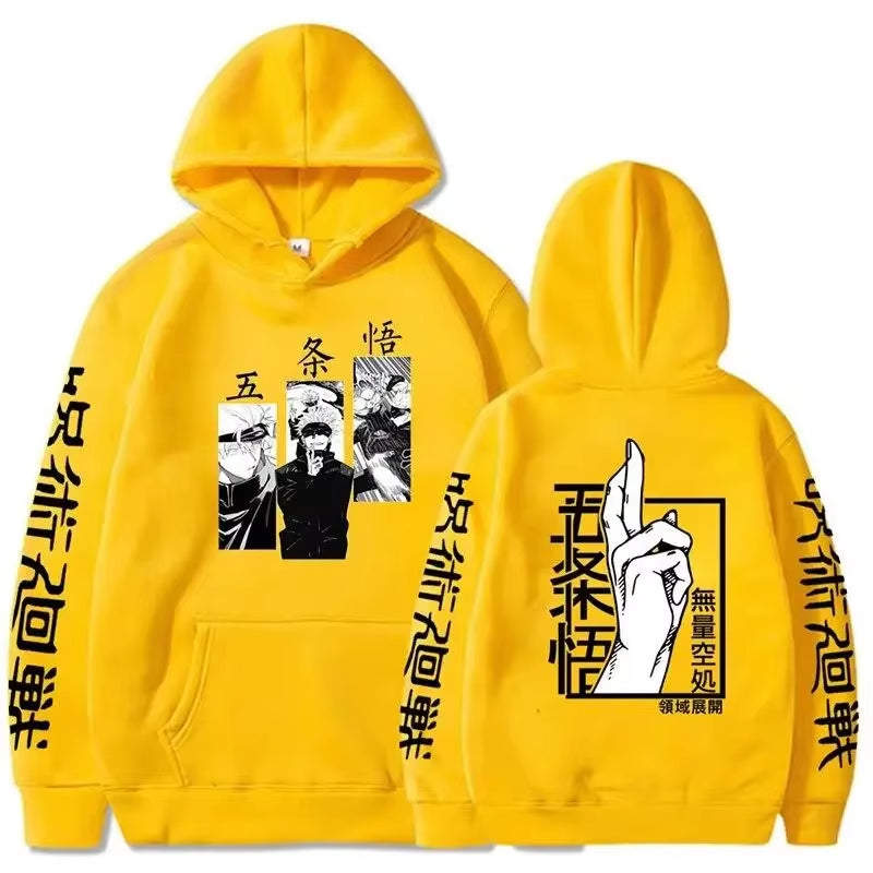 Jujutsu Kaisen Anime Hoodie Gojo Satoru Print Hooded Pullover Harajuk Men’S Streetwear Fashion Casual Fleece Winter Sweatshirt
