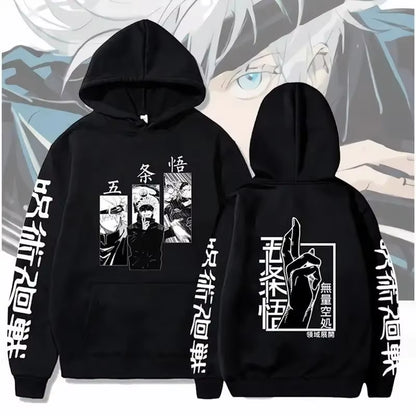 Jujutsu Kaisen Anime Hoodie Gojo Satoru Print Hooded Pullover Harajuk Men’S Streetwear Fashion Casual Fleece Winter Sweatshirt