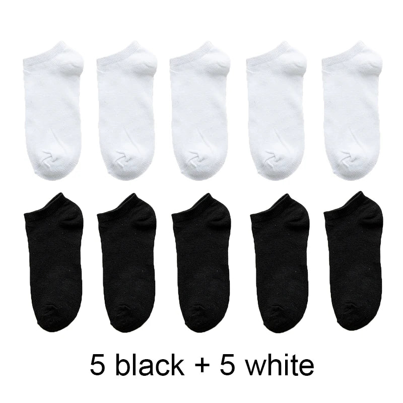 Wholesale 10 Pair Unisex Women and Men Socks Breathable Sports Socks Solid Color Boat Socks Comfortable Cotton Ankle Socks White