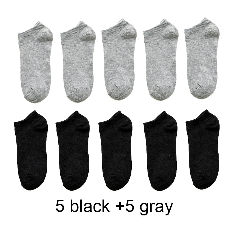 Wholesale 10 Pair Unisex Women and Men Socks Breathable Sports Socks Solid Color Boat Socks Comfortable Cotton Ankle Socks White