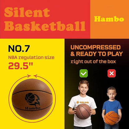 Dia 24Cm Silent Basketball Indoor Dribble Practice 29.5In Mute Bouncing Basketball Bounce Quiet Soft Airless Foam Ball Xmas Gift