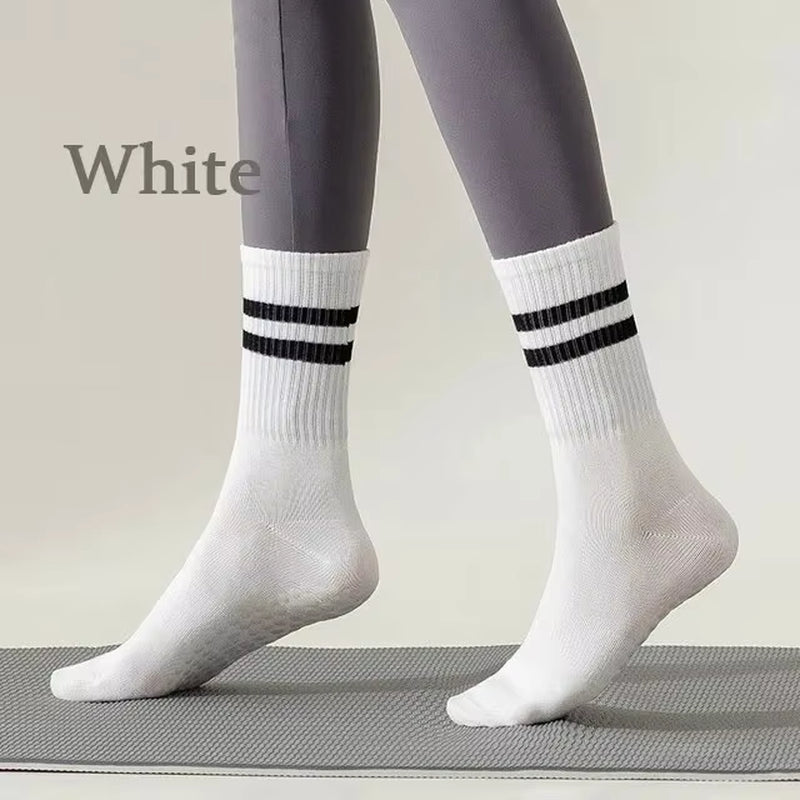 Mid-Tube Women Yoga Socks Cotton Professional Non-Slip Silicone Indoor Fitness Socks Floor Socks Dance Pilates Sports Socks